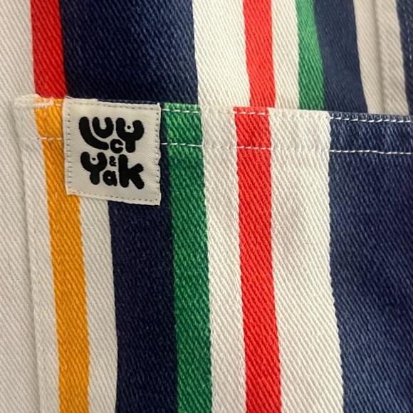 NWT Lucy & Yak Reuben Dungarees Organic Twill Brighton Stripe Size 22L - Picture 4 of 11